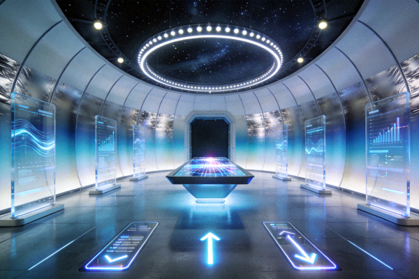 现代化数字门户大厅内部全景展示